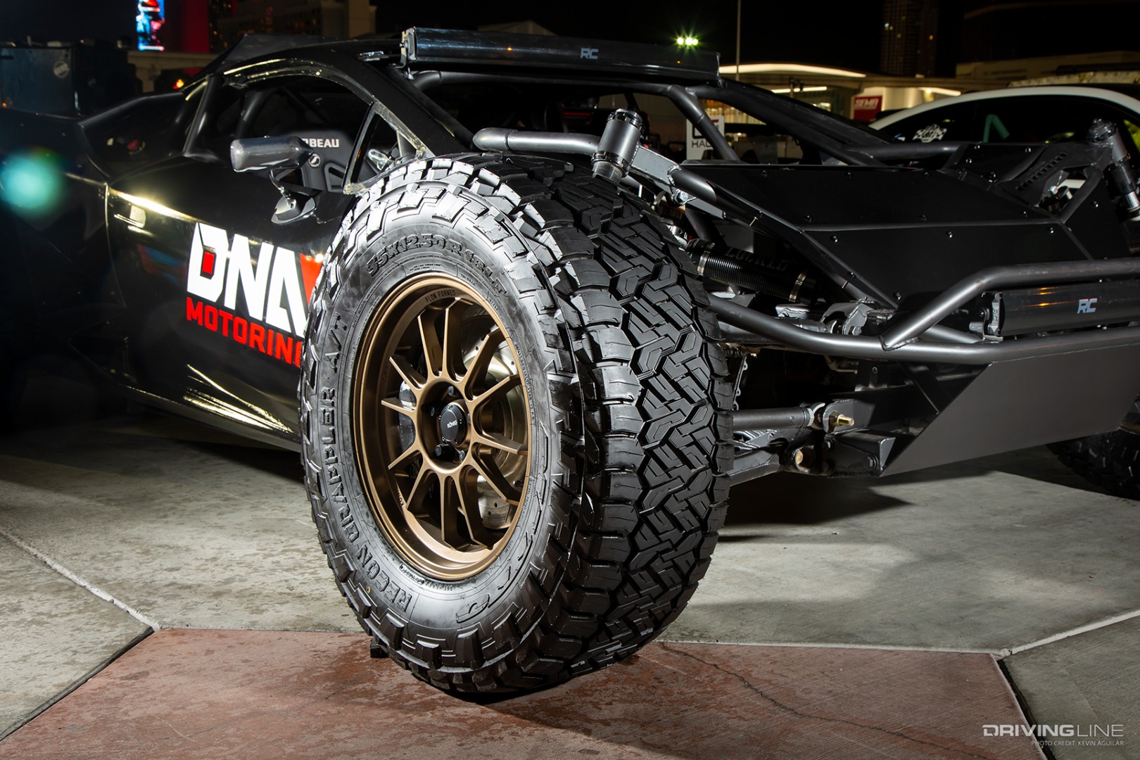Nitto Recon Grappler A/T tires on lifted off-road lambo