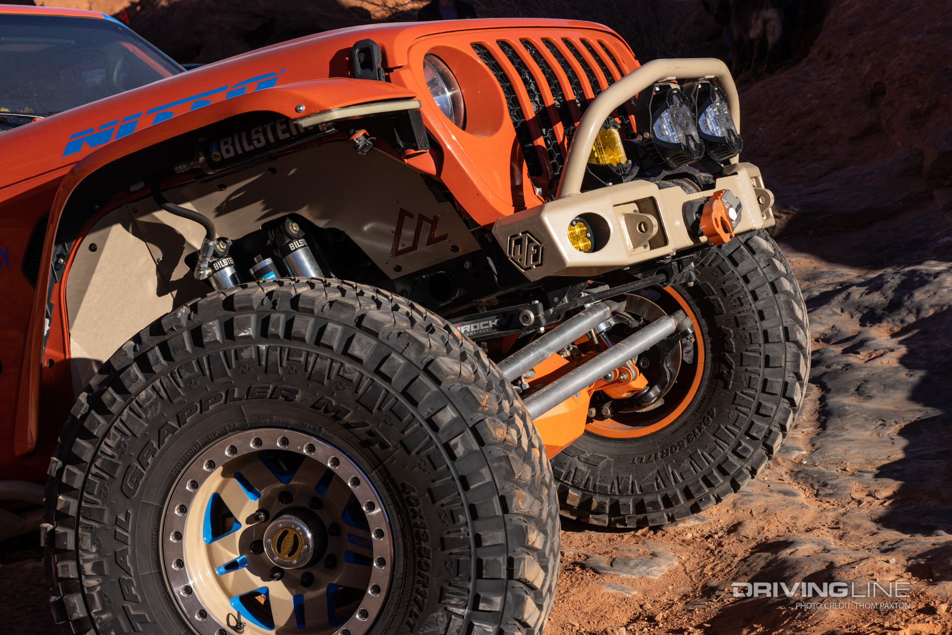 Front of Blaze JT Gladiator climbing over rocks