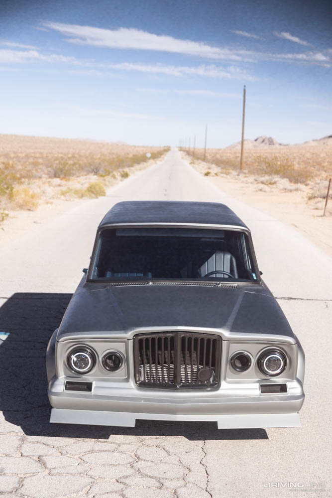 top and front end of a custom 1975 Jeep Wagoneer