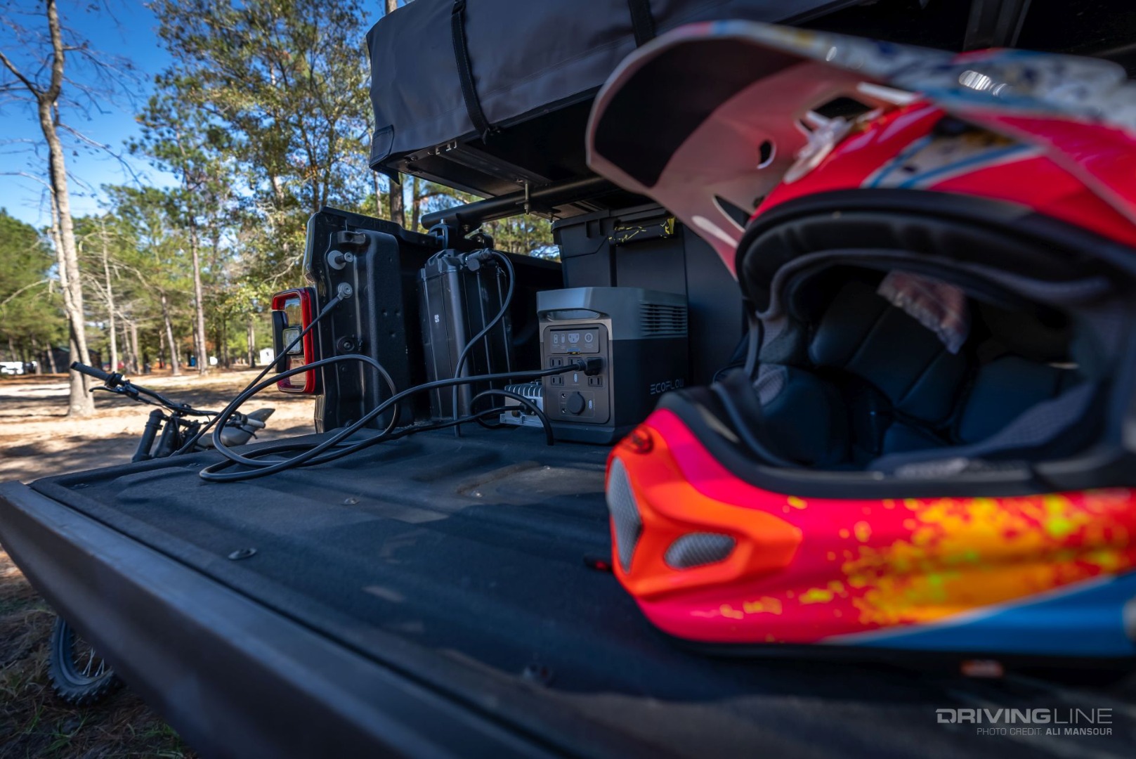 charging an electric motorcycle with the EcoFlow Delta Mini Charging Station Overland Gear