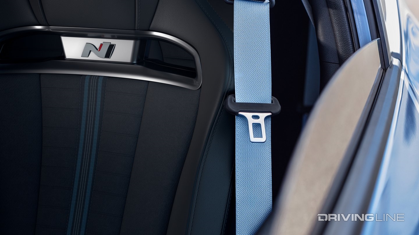 2022 Hyundai Veloster N blue seatbelt