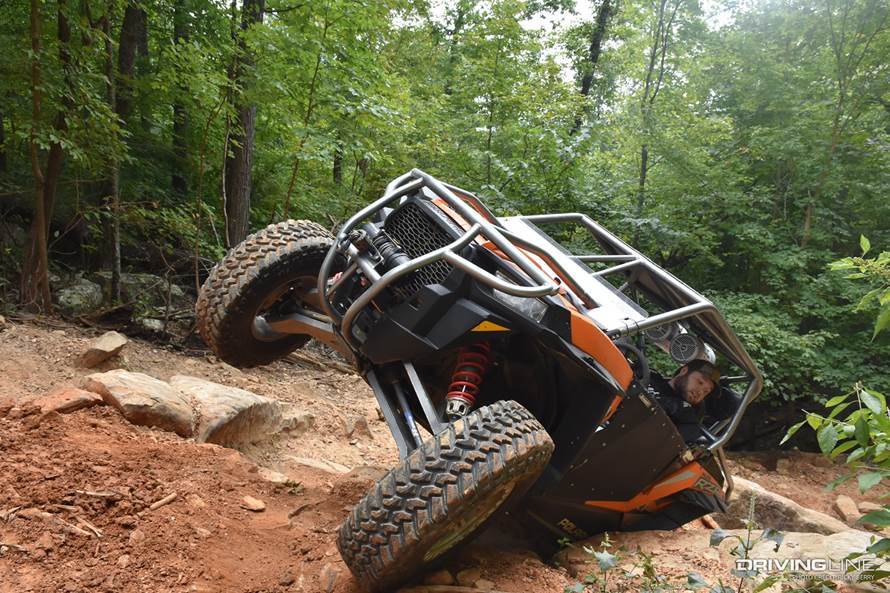 Orange RZR on the trail