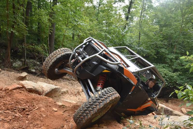 Orange RZR on the trail