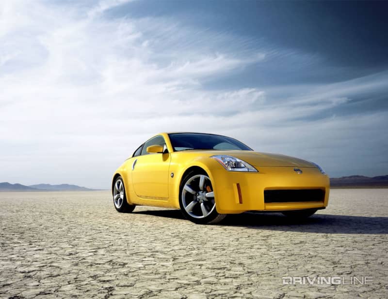 Nissan 350Z yellow in desert
