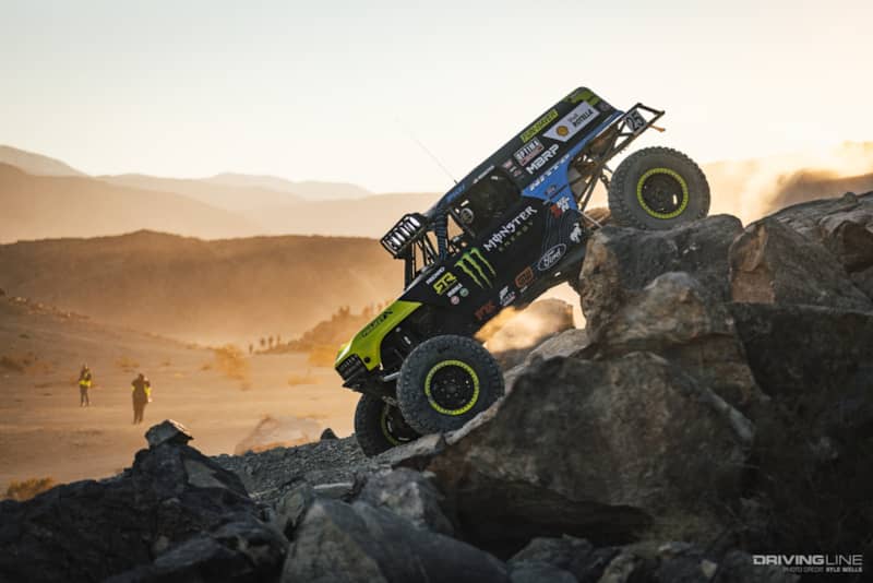 Vaughn Gittin Jr. driving down a rocky hill