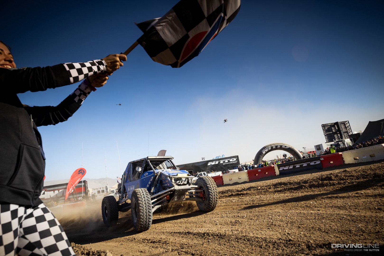Raul Gomez crossing the line to win the Nitto Race of Kings