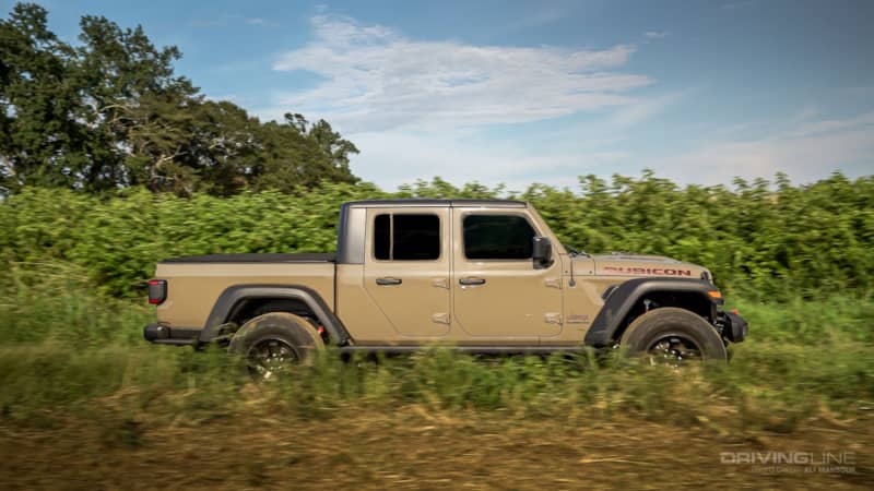 Jeep Gladiator Rubicon driving through east coast wilderness