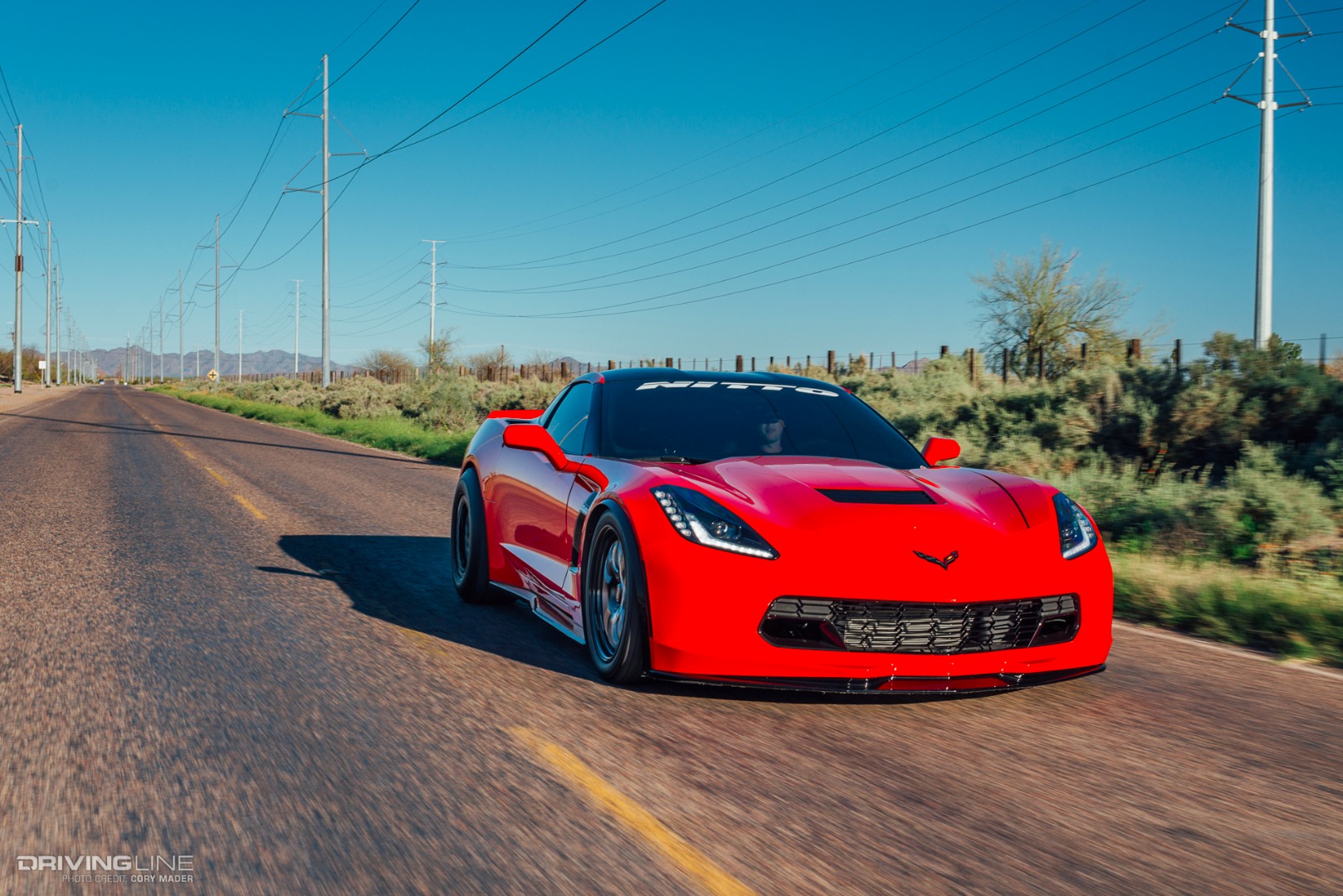 Chevrolet Corvette Stingray on the road on Nittos