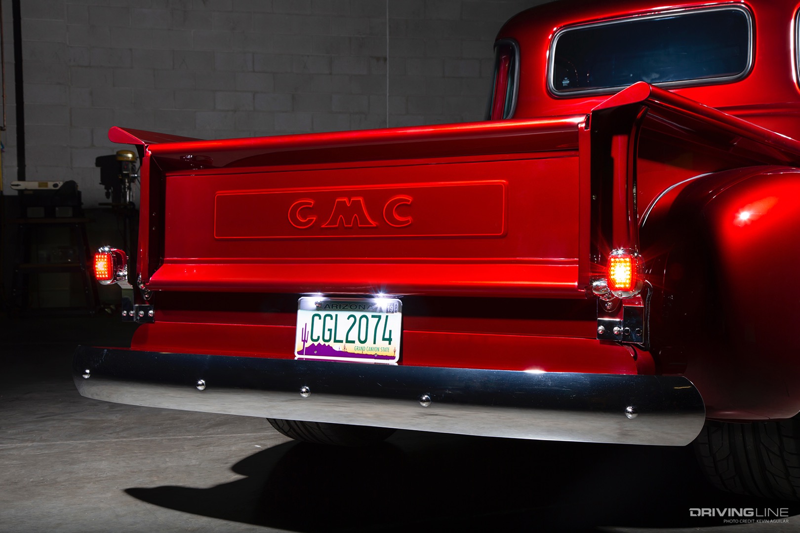Tailgate of Mike Shannon's 1950 GMC Built by Fat Fender Garage