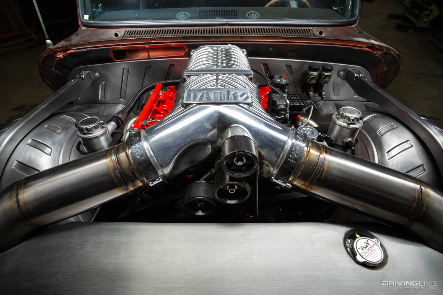 front detail of banks power custom supercharged L5P Duramax diesel engine