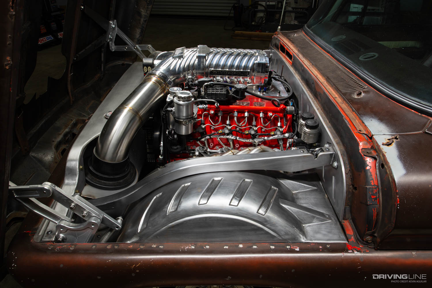 right side of L5P supercharged Duramax Diesel engine by Banks Power