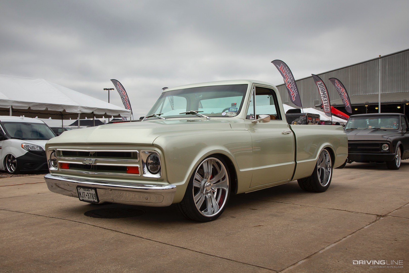 Front of Robert Tucker's '69 Chevy C10 at the 2022 Lone Star Throwdown