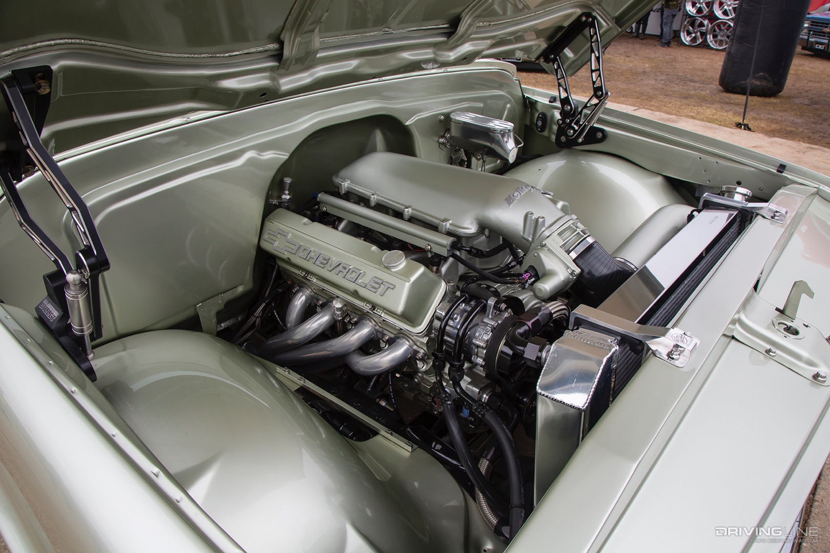 Engine of Robert Tucker's '69 Chevy C10 at the 2022 Lone Star Throwdown