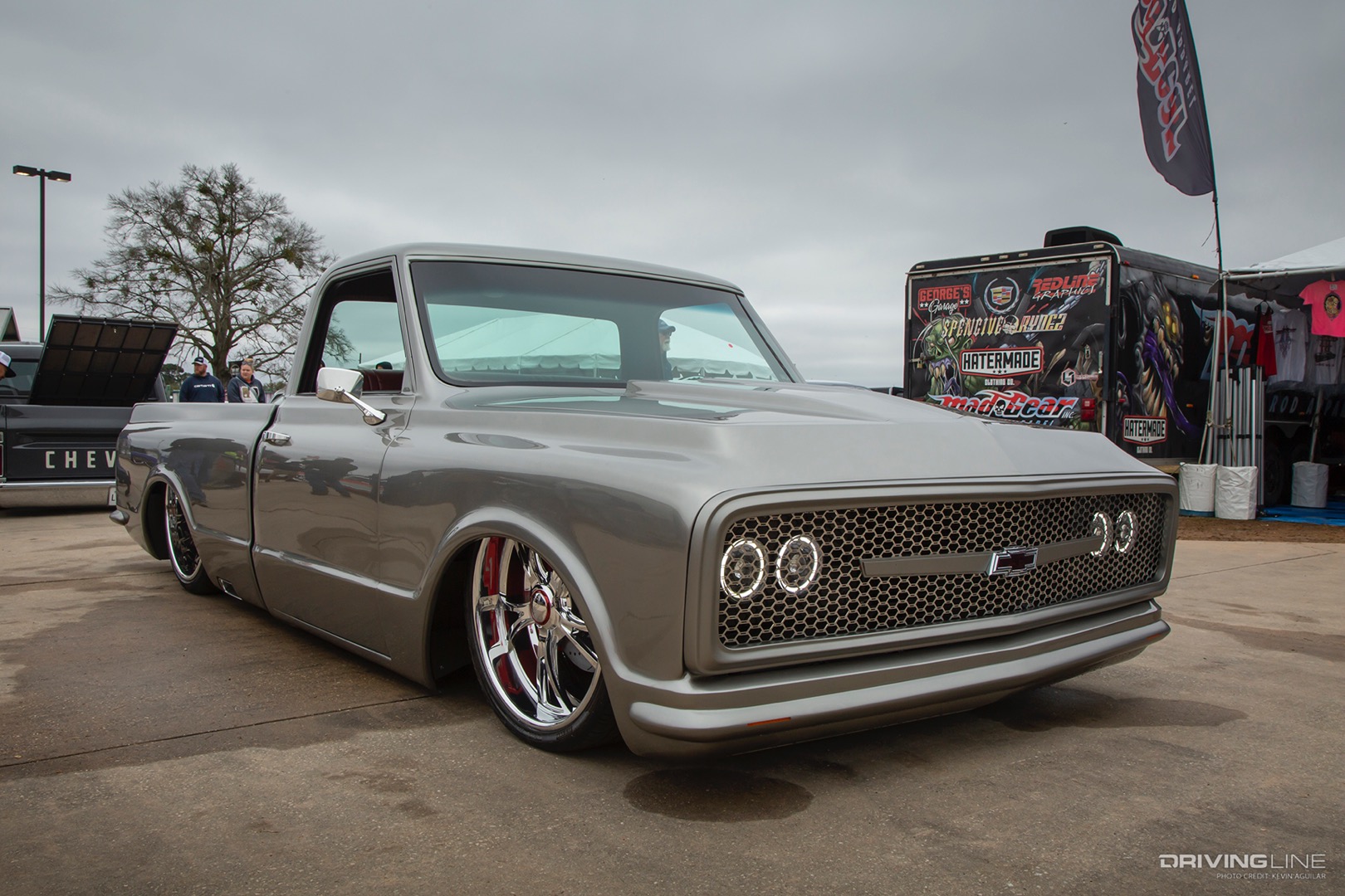 Front of Andy Rubio's '72 Chevy C10 at the 2022 Lone Star Throwdown