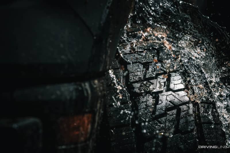 water on tread face of Nitto Nomad Grappler all-terrain crossover tire
