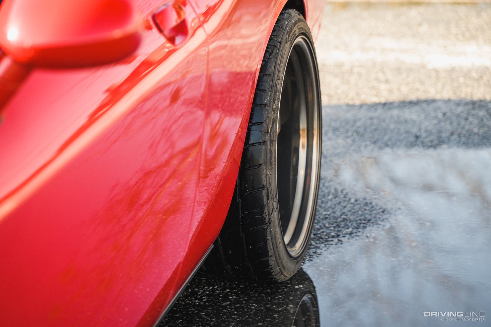 Nitto NT555G2 Tire on rear wheel on Challenger Hellcat