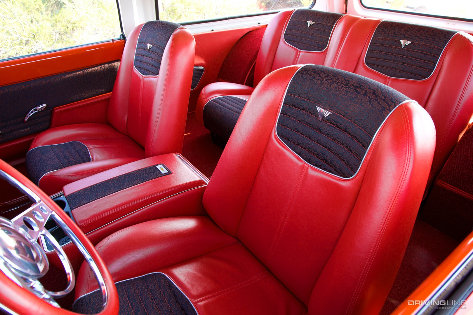 Leather Upholstery with Vintage NOS Fabric Inserts