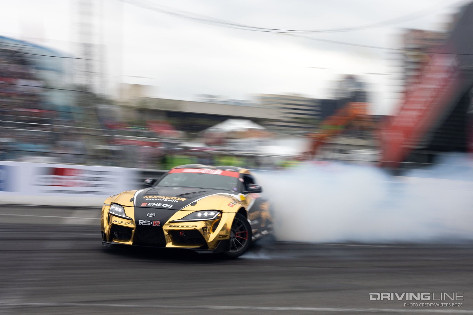 Fredric Aasbo drifting at Formula Drift 2022 on Nitto Tires