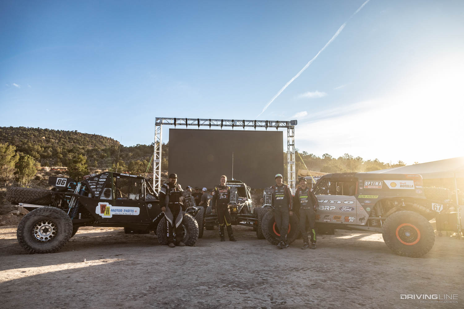 Top 3 finishers of 2022 Ultra4 Moab, Paul Wolff, Loren Healy, and Marcos Gomez