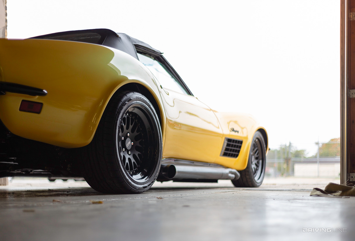 Chevrolet Corvette yellow on Nittos rear view