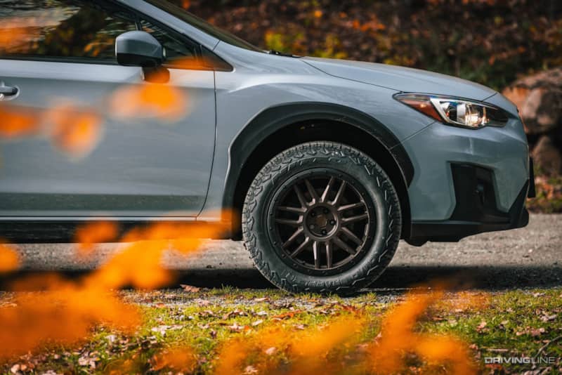 Subaru Crosstrek on Nitto Nomad Grapplers front wheel detail