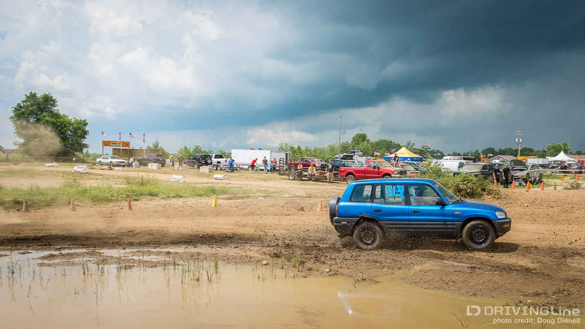 Toyota RAV4 rallycross near water