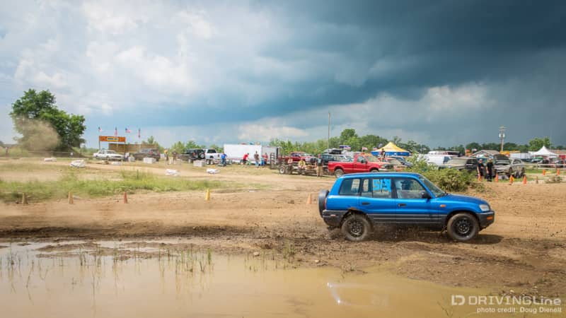 Toyota RAV4 rallycross near water