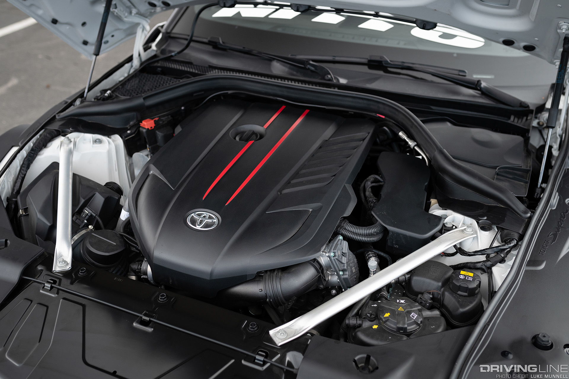 closeup of toyota supra 3.0L engine
