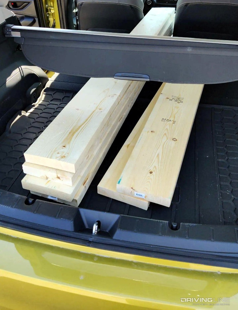 2022 Subaru Crosstrek Sport plywood in cargo compartment