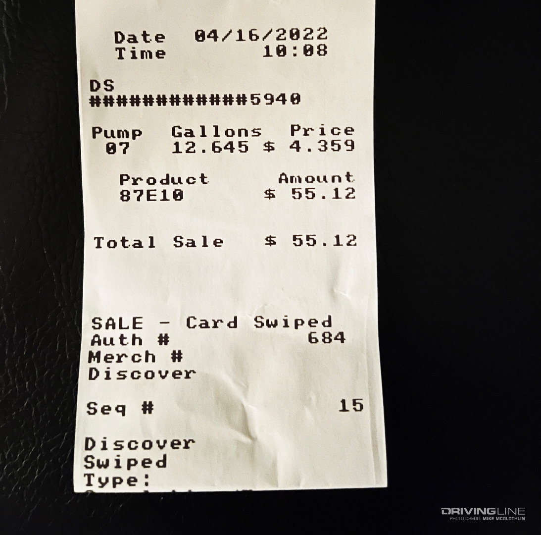 Gas Station Receipt $4 Gallon