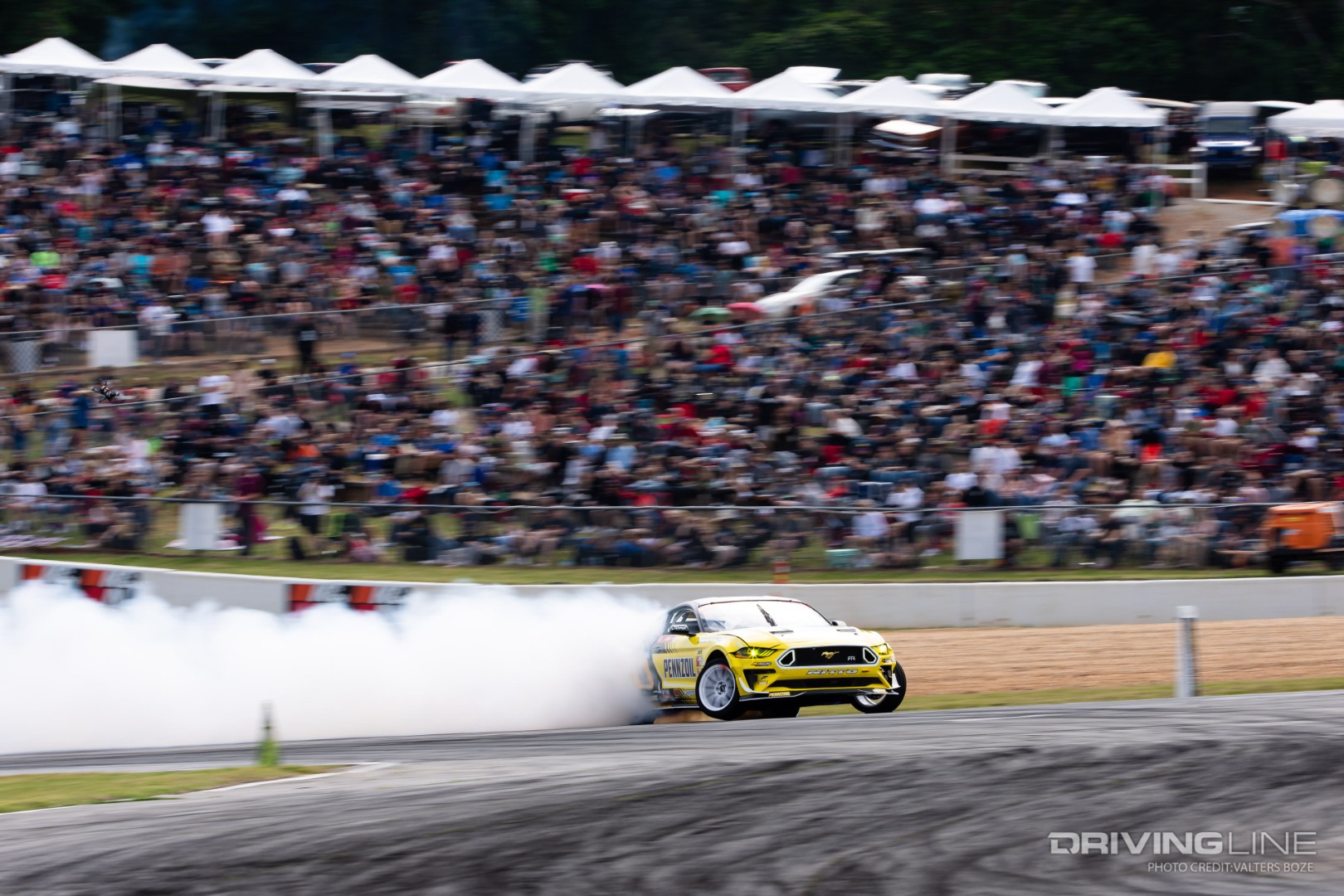 Chelsea DeNofa drifting on Nitto NT555 G2 tires at 2022 FDATL