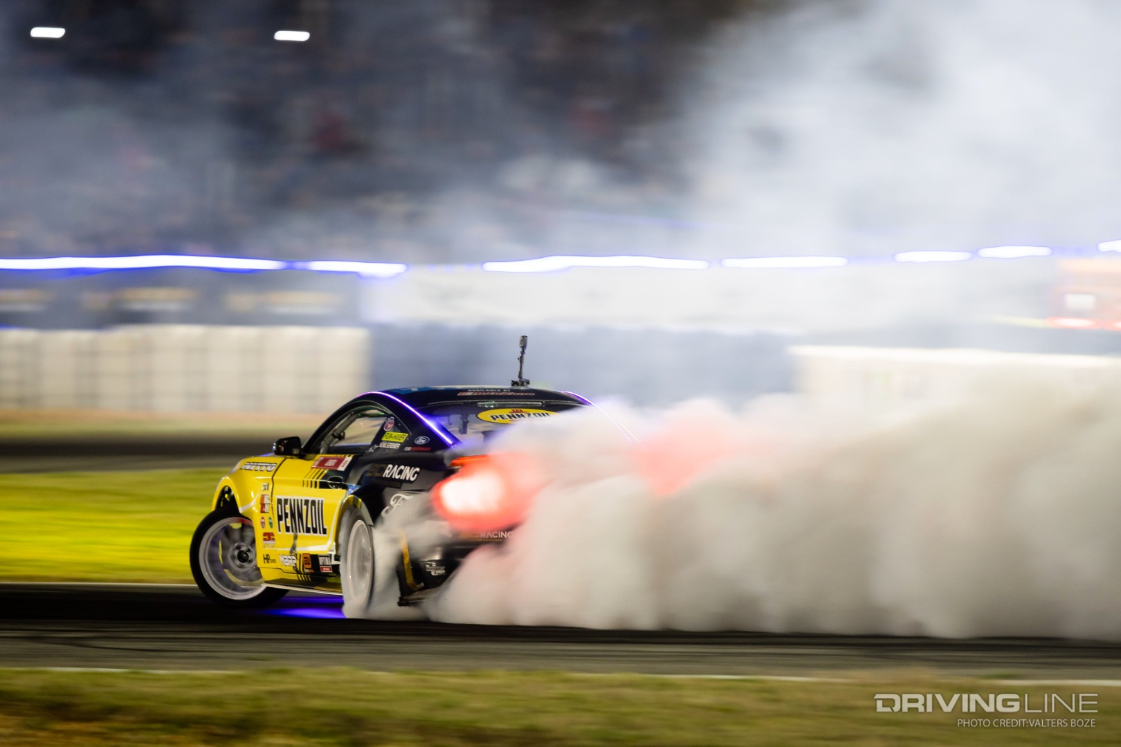 Chelsea DeNofa drifting on Nitto NT555 G2 tires at 2022 FDATL