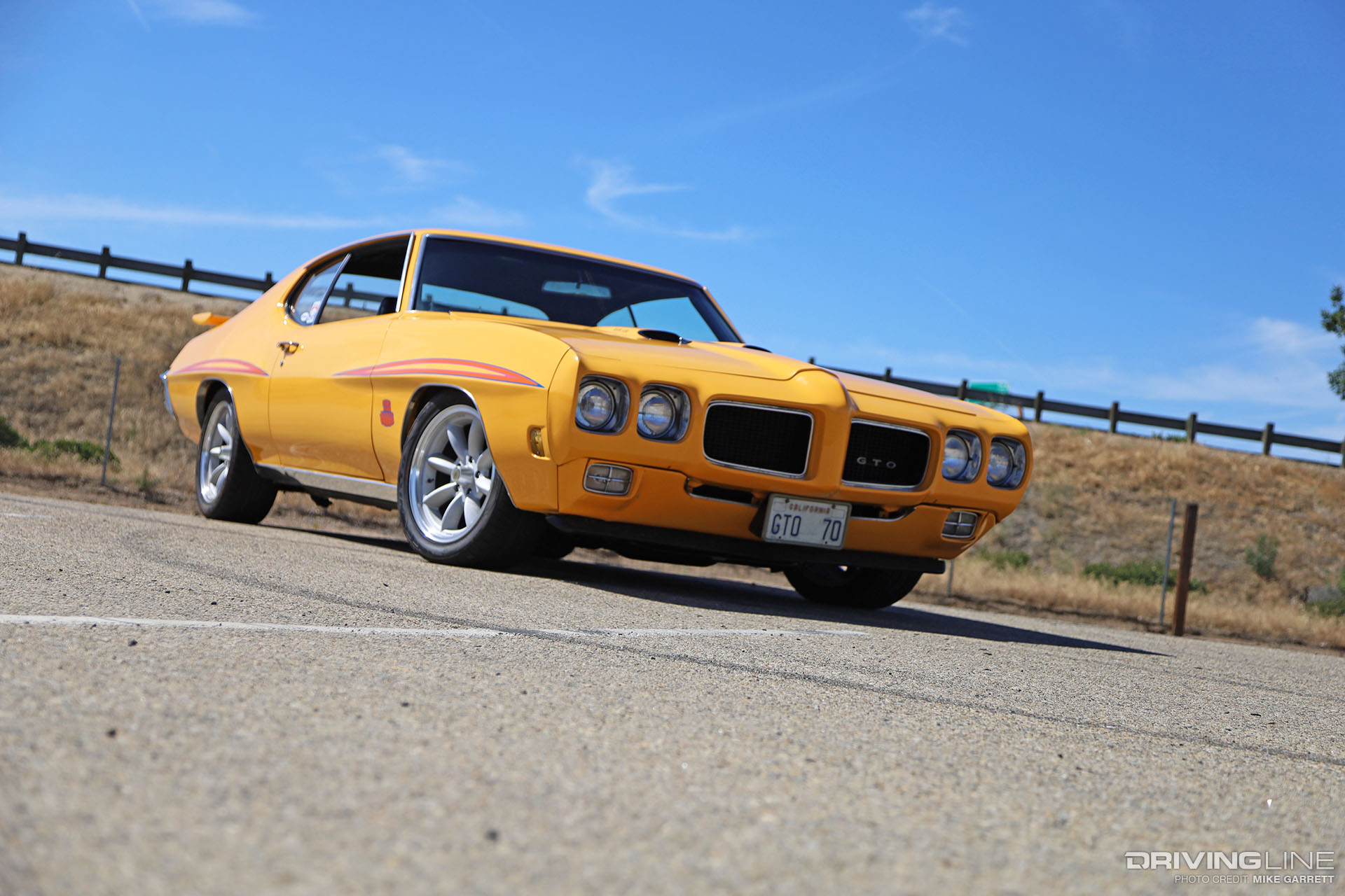 1970 Pontiac GTO Orange Front View on Nitto NT555 G2 tires