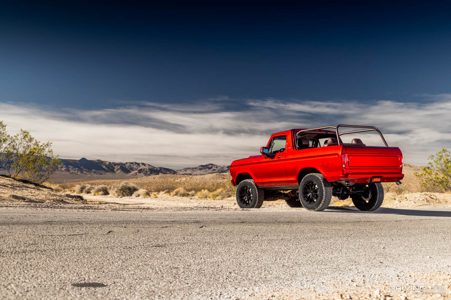 rear driver side of 1979 Coyote V8 swapped Ford Bronco