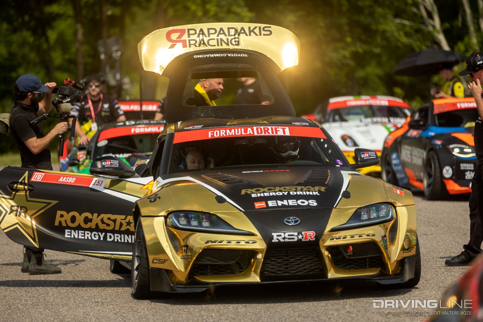 Fredric Aasbo's Toyota Supra GR drift car on Nitto NT555 G2 tires