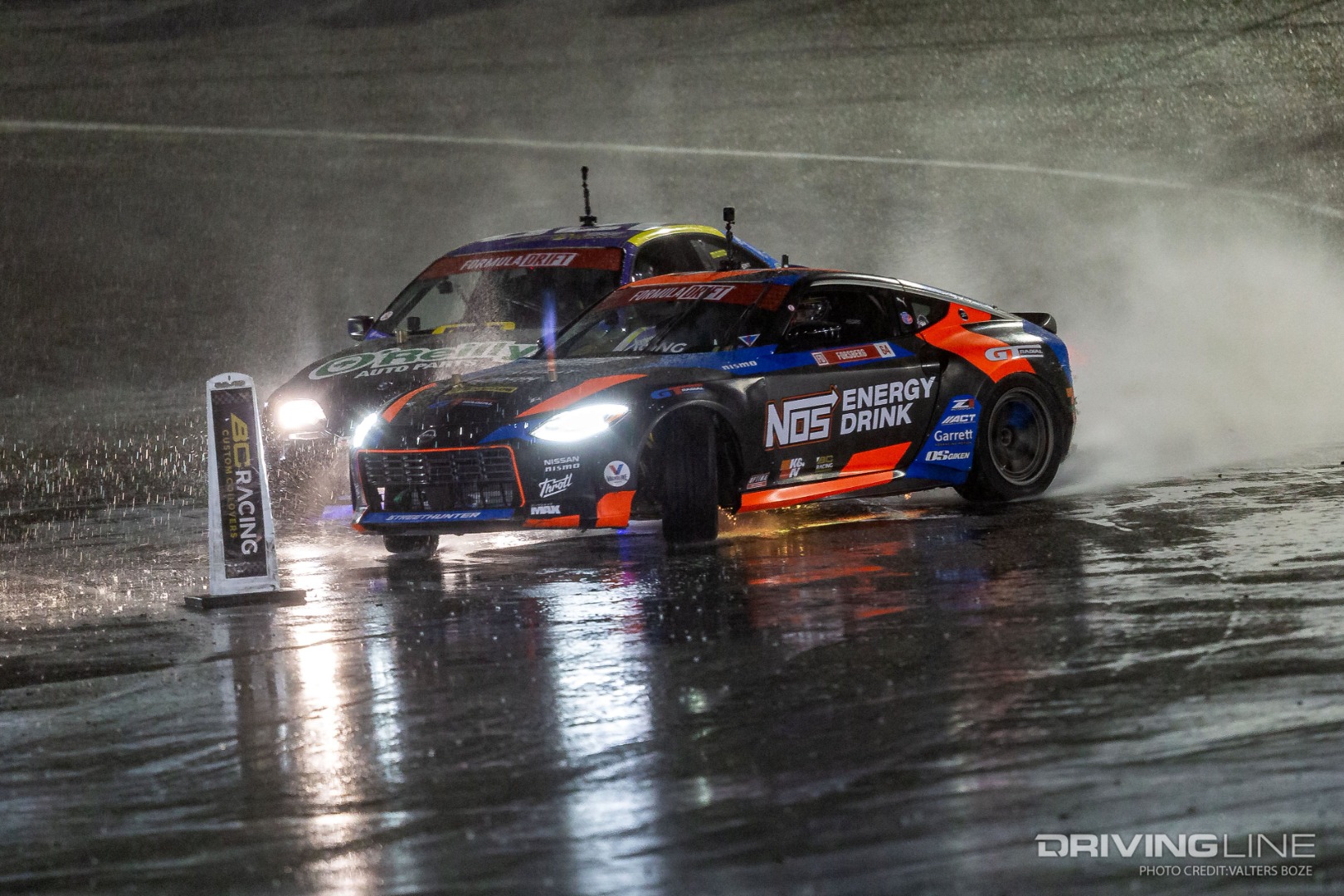 Dylan Hughes vs Chris Forsberg tandem drifting at 2022 Formula Drift Orlando Speed World