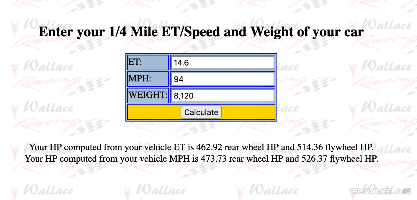 Wallace Race Calculator 2020 Super Duty Quarter Mile Drag Race