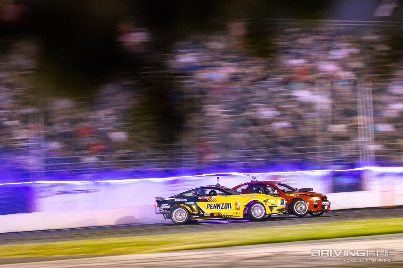 Chelsea DeNofa and Travis Reeder tandem drifting at 2022 FDNJ