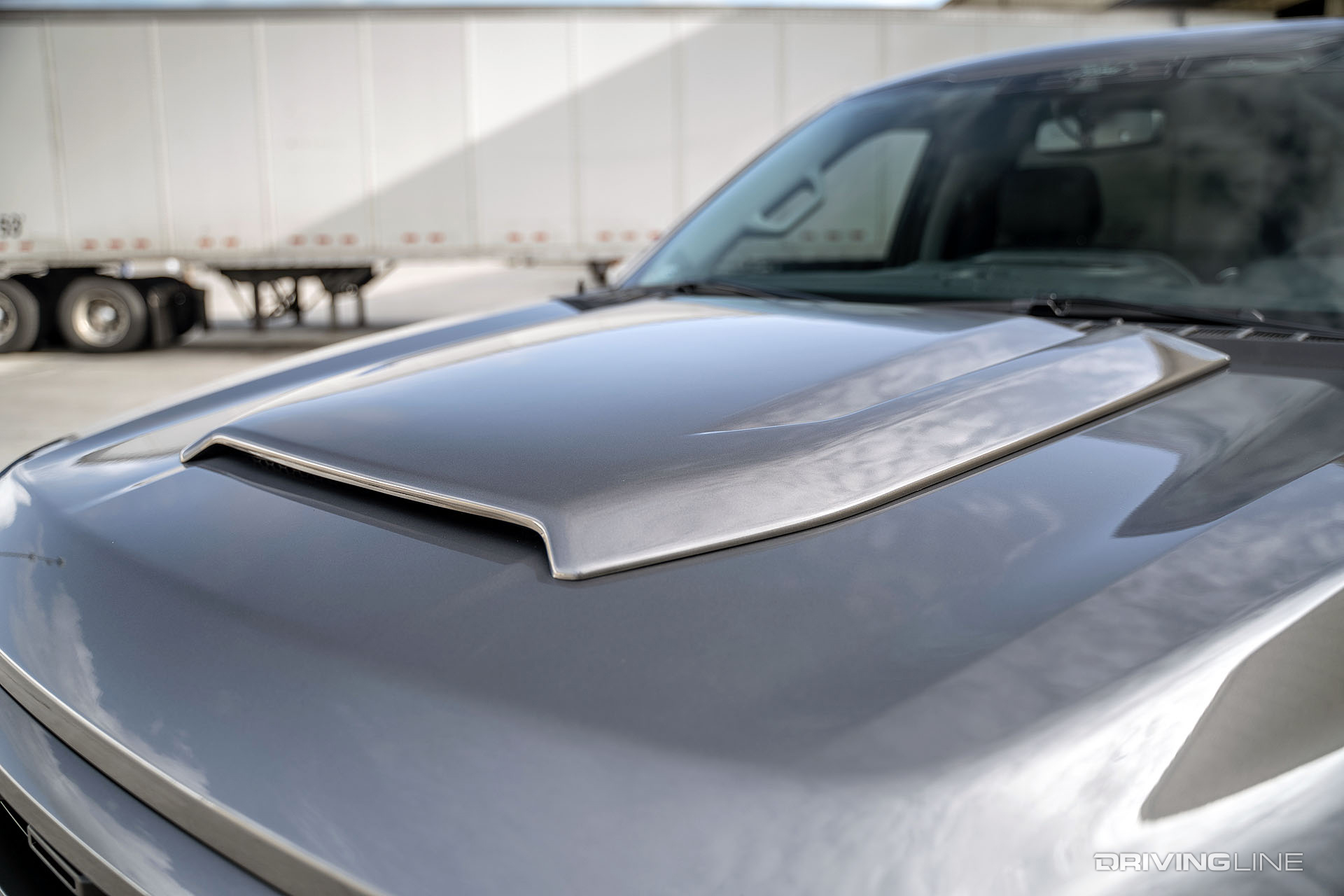 steeda f-150 thunder hood close up shot