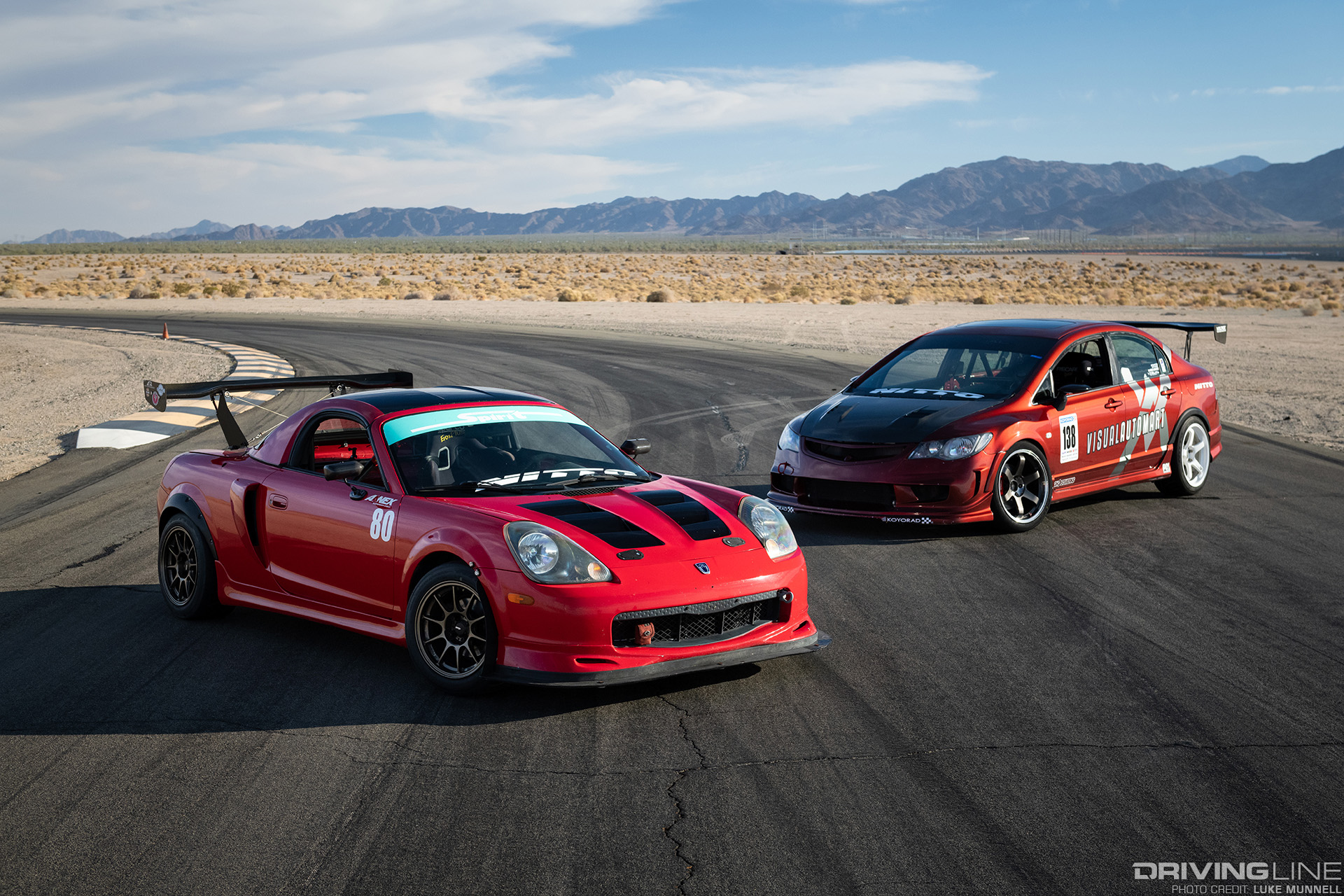 toyota mr-s racing honda civic si on nitto nt01 tires at chuckwalla