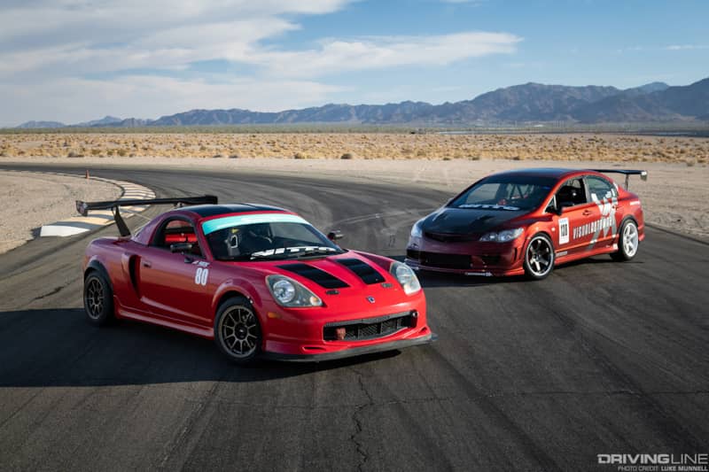 toyota mr-s racing honda civic si on nitto nt01 tires at chuckwalla