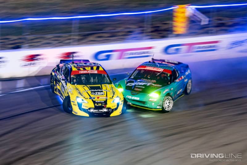 Kazyua Taguchi tandem drifting with Matt Field at Formula Drift St. Louis 2022