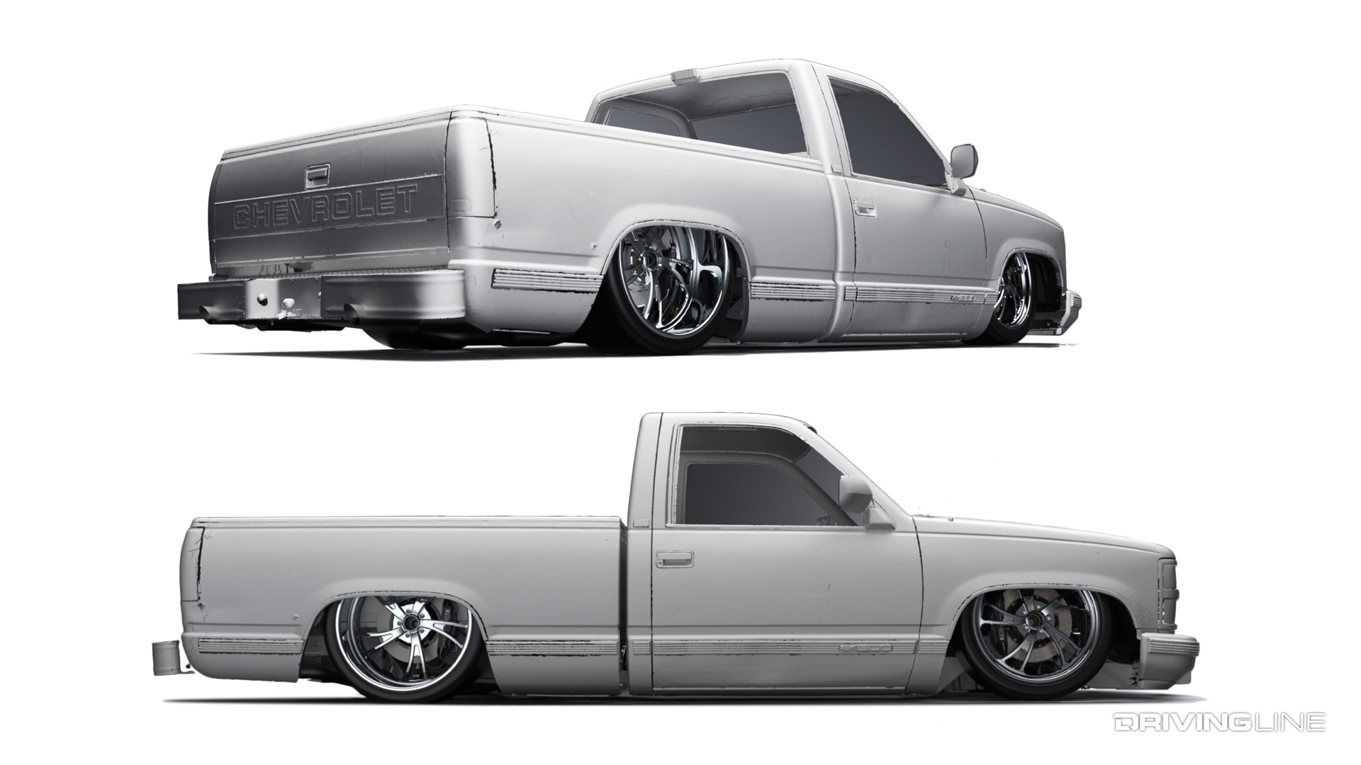 Low Pro OBS slammed truck chassis truck CAD rendering
