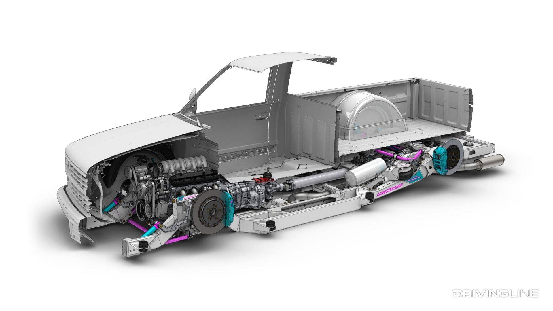 Low Pro OBS slammed truck chassis side cutaway