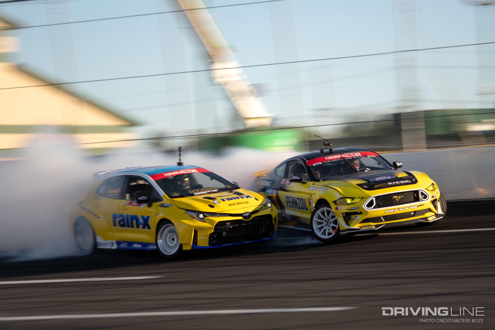 Ryan Tuerck tandem drifting against Chelsea DeNofa in the Great 8 at 2022 Formula Drift Seattle