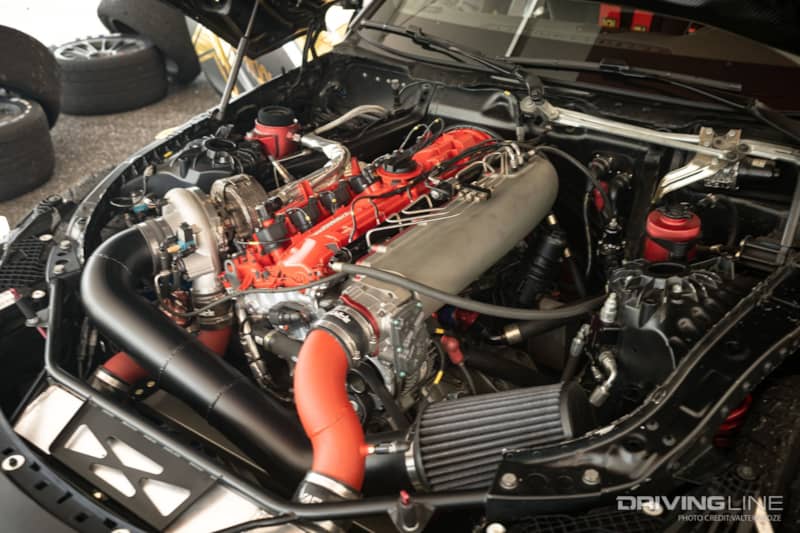 1000hp 6-cylinder engine in Fredric Aasbo's Toyota Supra drift car