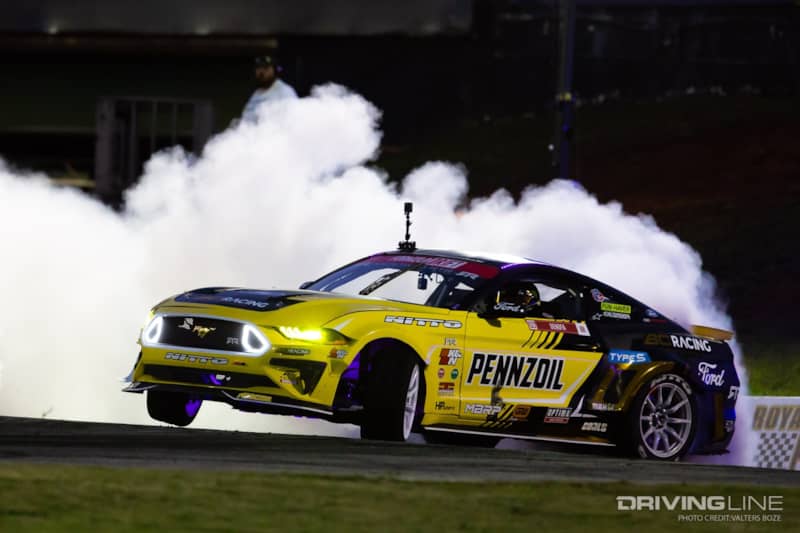 Chelsea DeNofa drifting his 1000hp Mustang V8 on Nitto NT555 G2