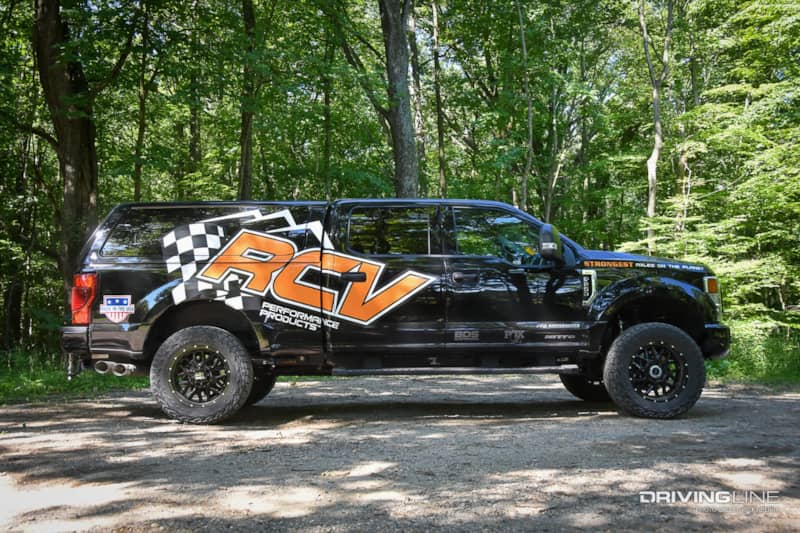 Passenger side of a black Ford F-250 on Nitto Recon Grappler A/T tires