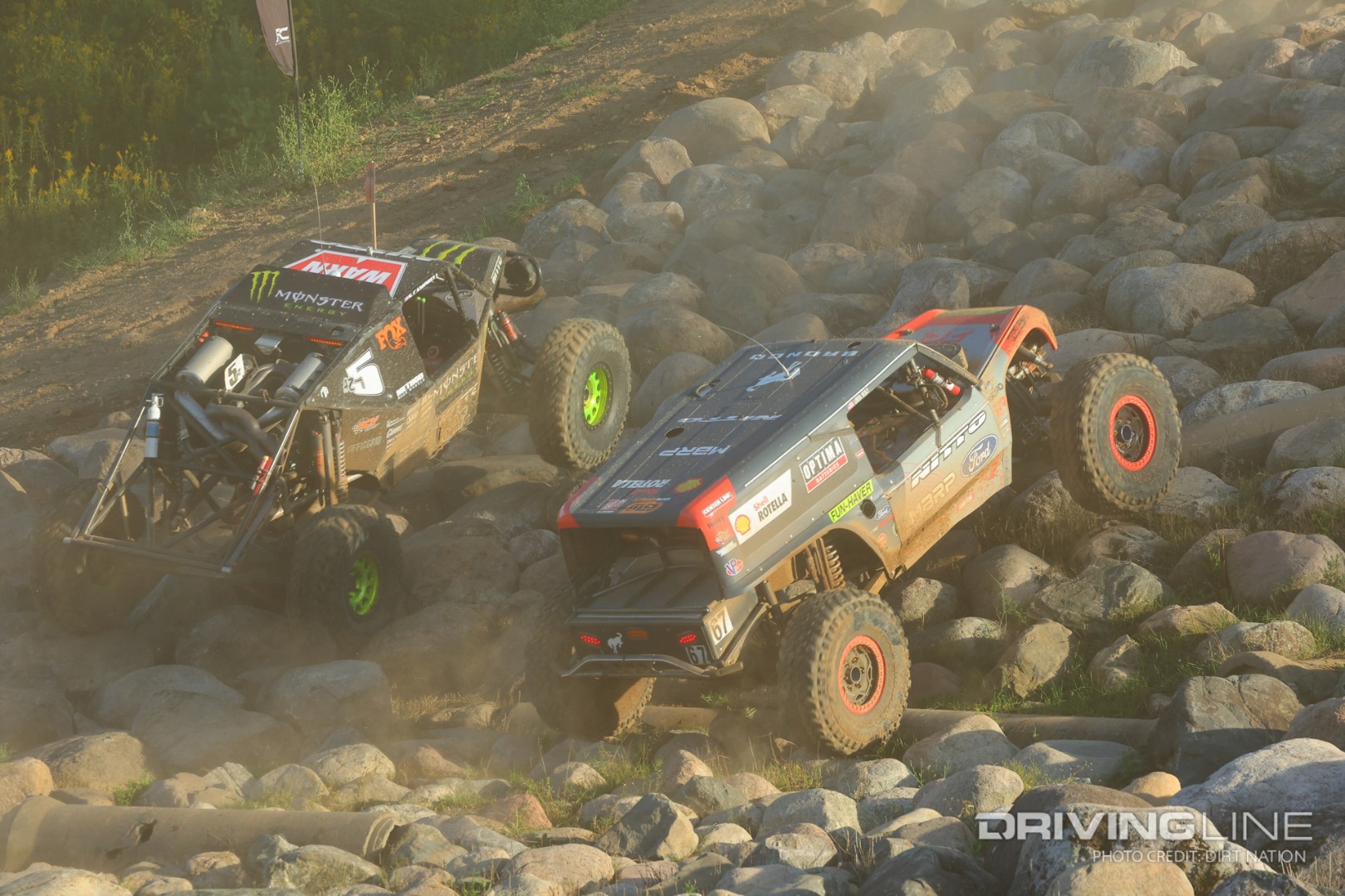 Wheel to Wheel Ultra4 Off-Road racing as the sun is setting at Crandon 2022