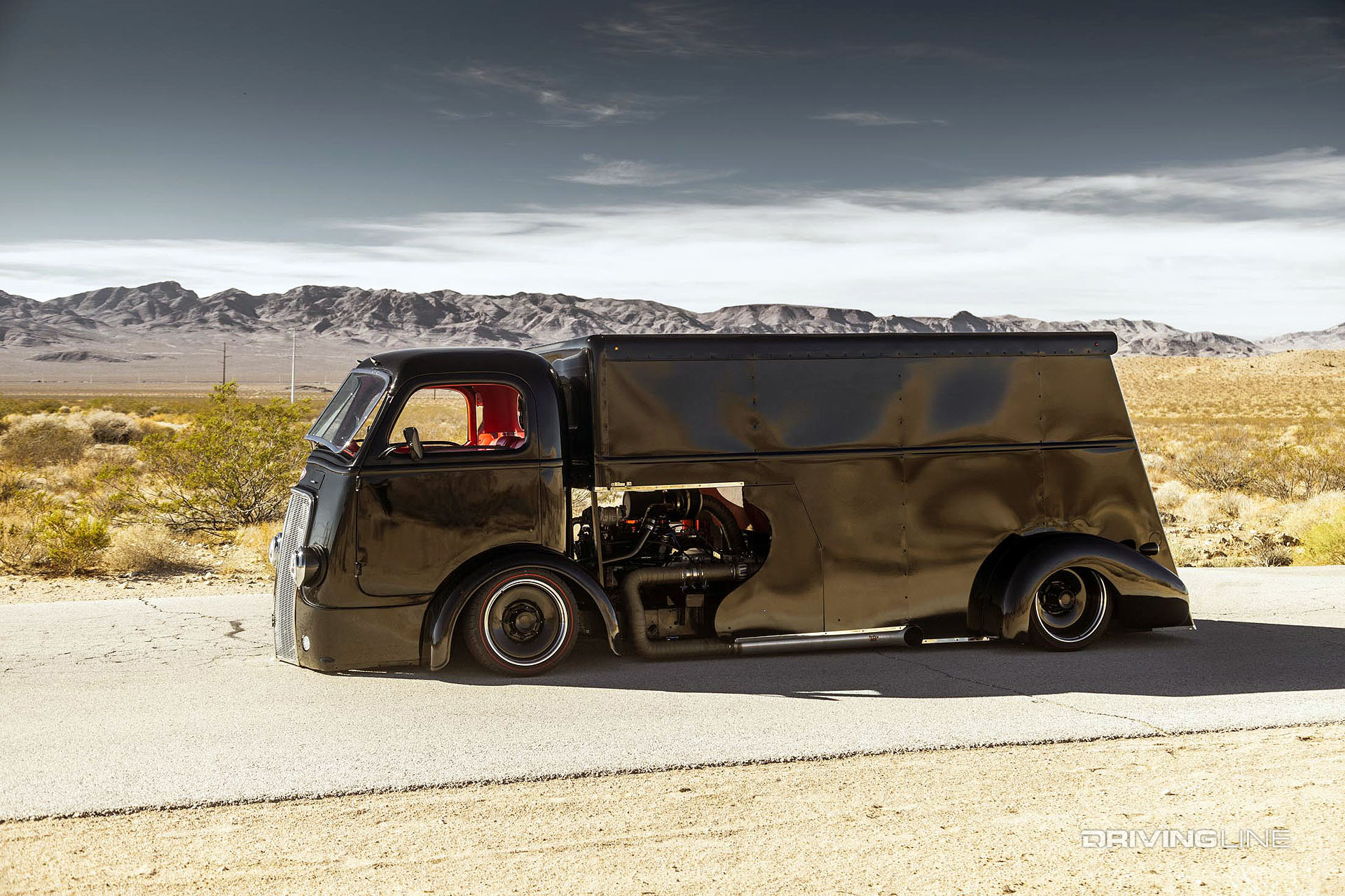 international harvester truck with nitto tires profile in desert